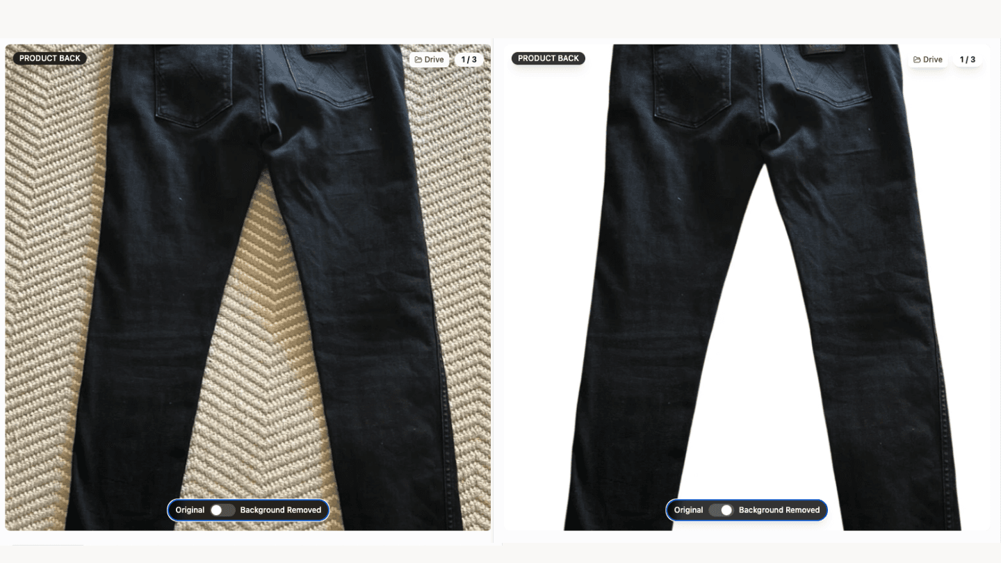 Background removal before and after
