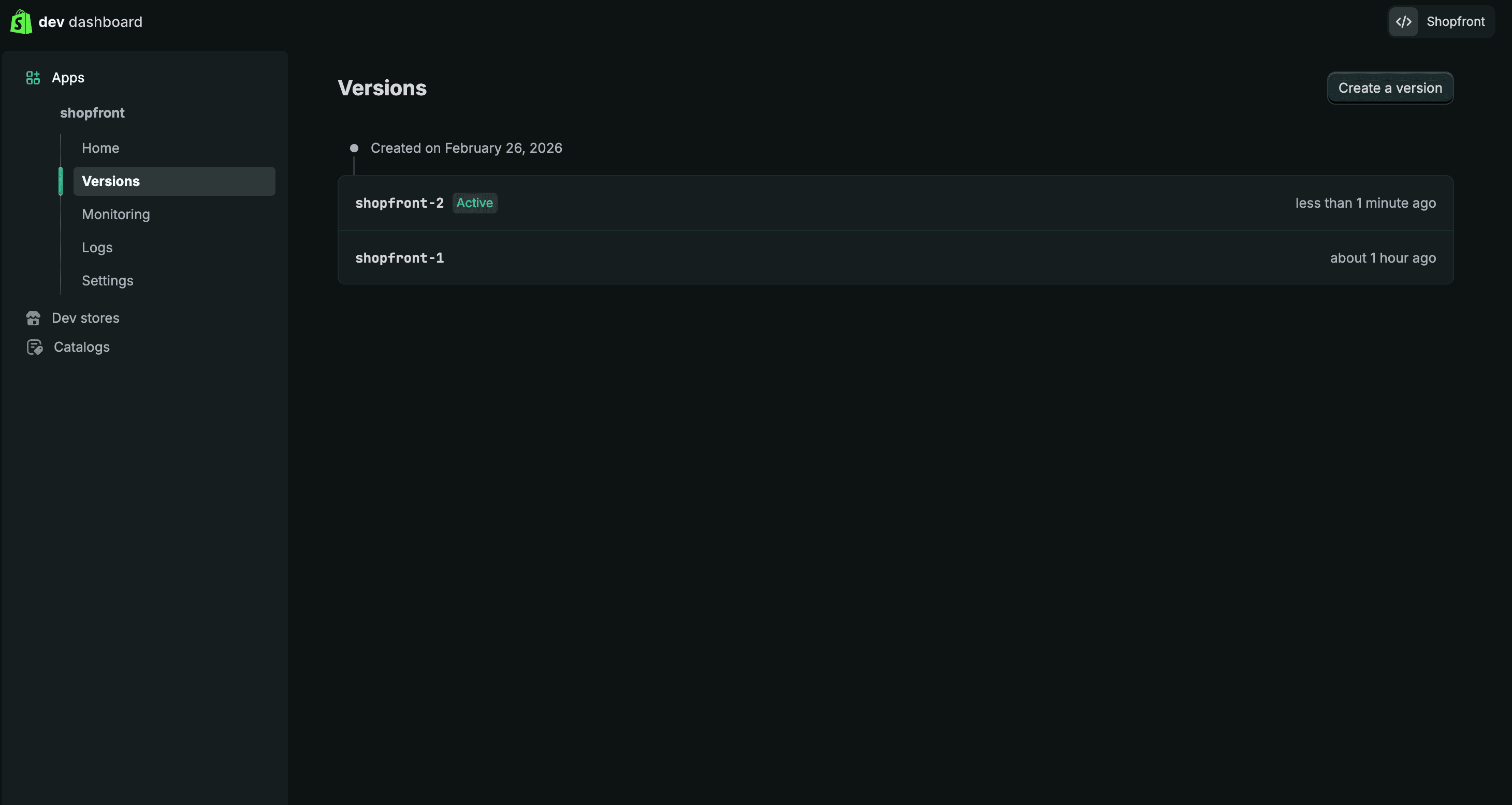 Shopify app credentials page