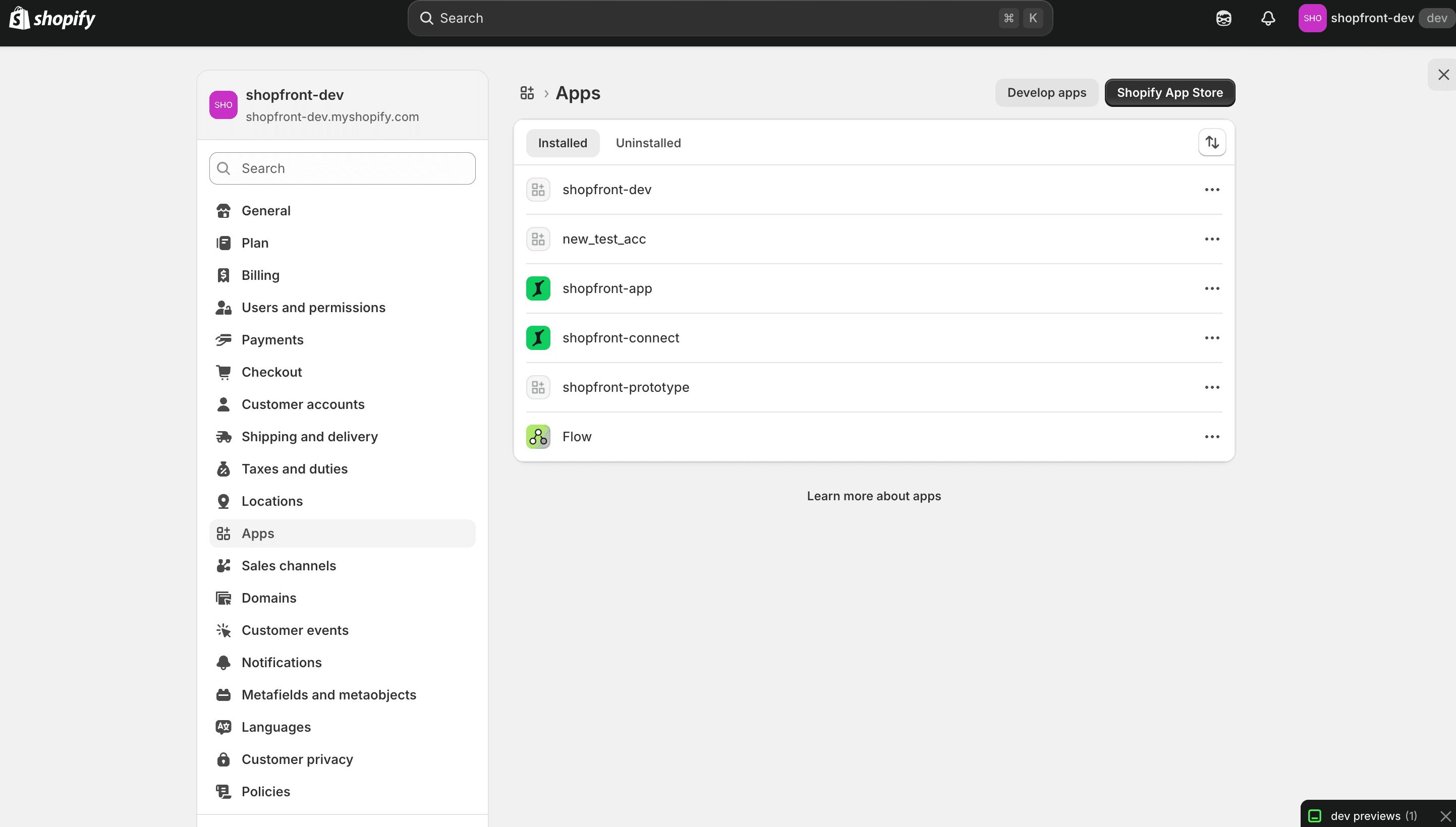 Shopify apps page