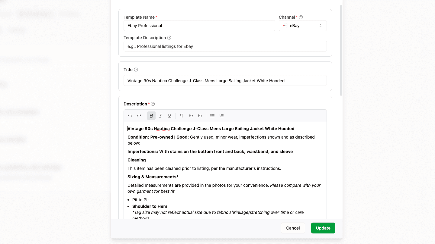 Template editor